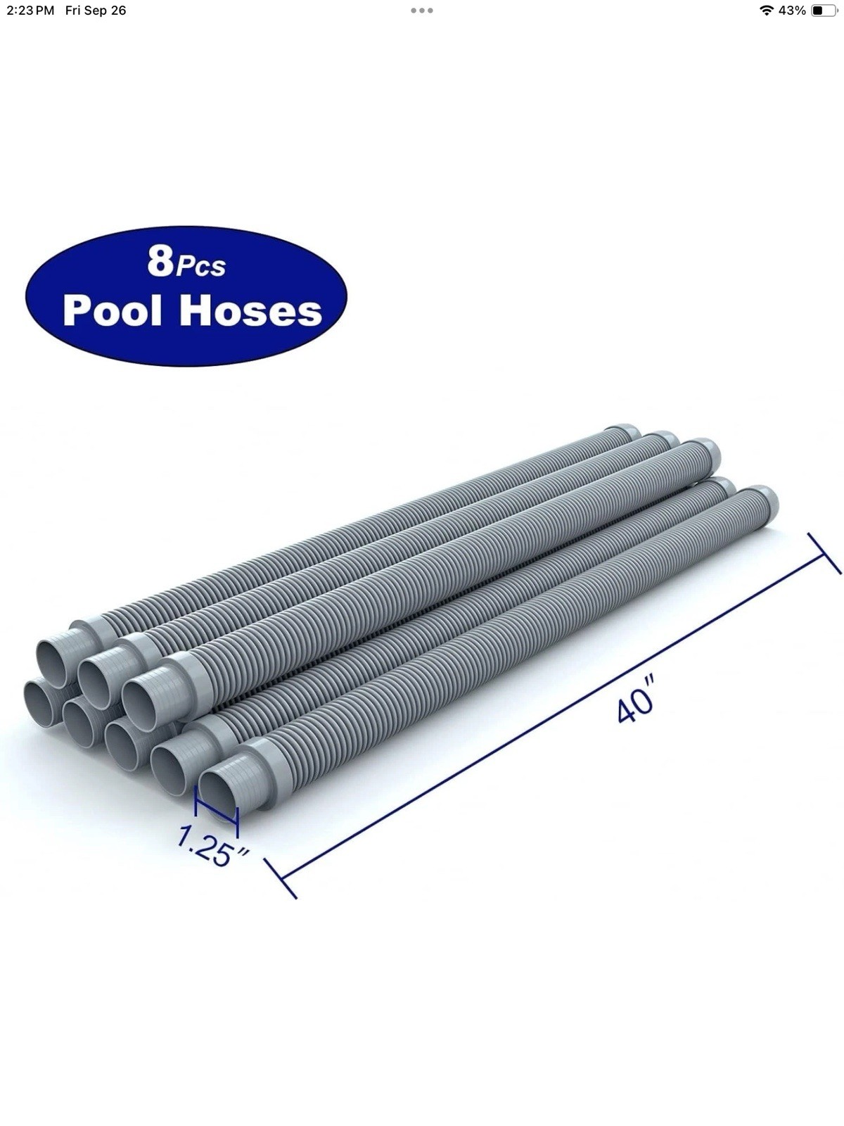 8 Sections of 40 Inch Pool Vacuum Hose – Total 26 Feet for Efficient Cleaning