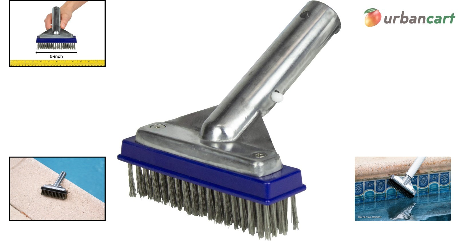 5-Inch Stainless Steel Pool Algae Detail Brush for Precise Cleaning