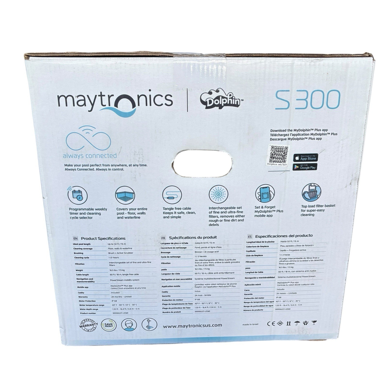 Brand New Maytronics Dolphin S300 Robotic Pool Cleaner w/ Caddy & Wi-Fi READ