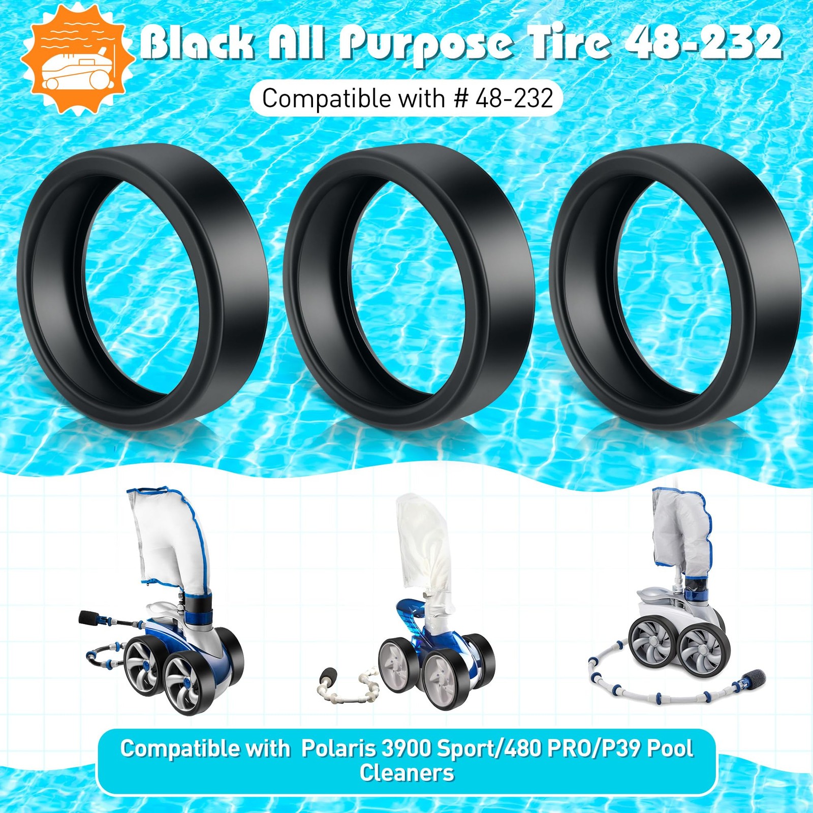 3 Pcs Pool Cleaner All Purpose Tire Replacement Part Compatible with Polaris …