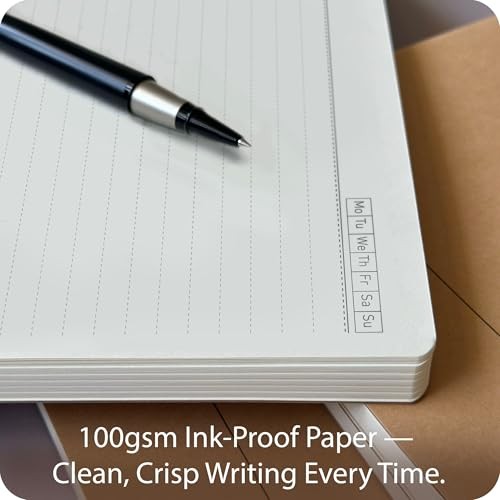 A4 Lined Notebook Set – 4 Pack Rulled Paper Journals – 100 Pages – 100gsm – Lay