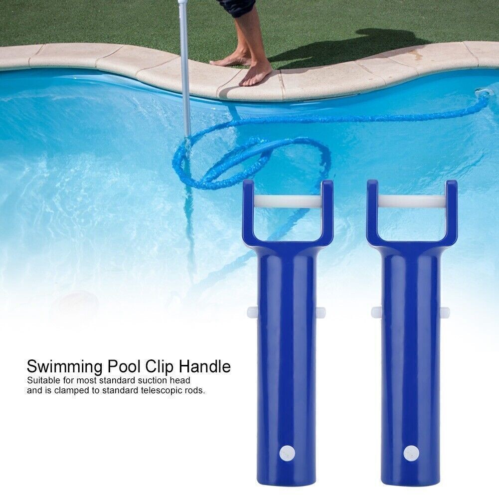 2Pcs Blue Swimming Pool V Shape Clip Brush Head Handle Replacement Pool