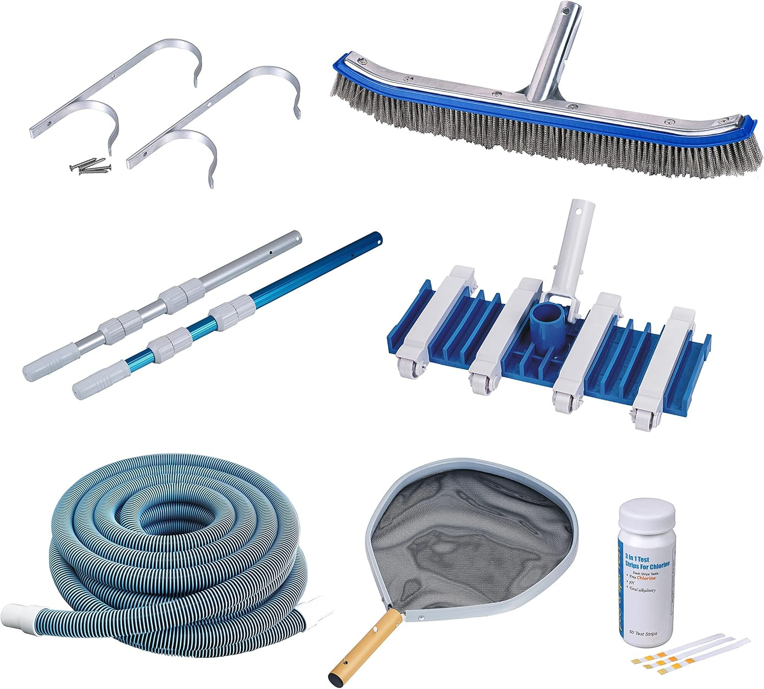 Deluxe Pool Maintenance Kit for in Ground Pool – Includes 15-Ft Telepole, 40-Ft