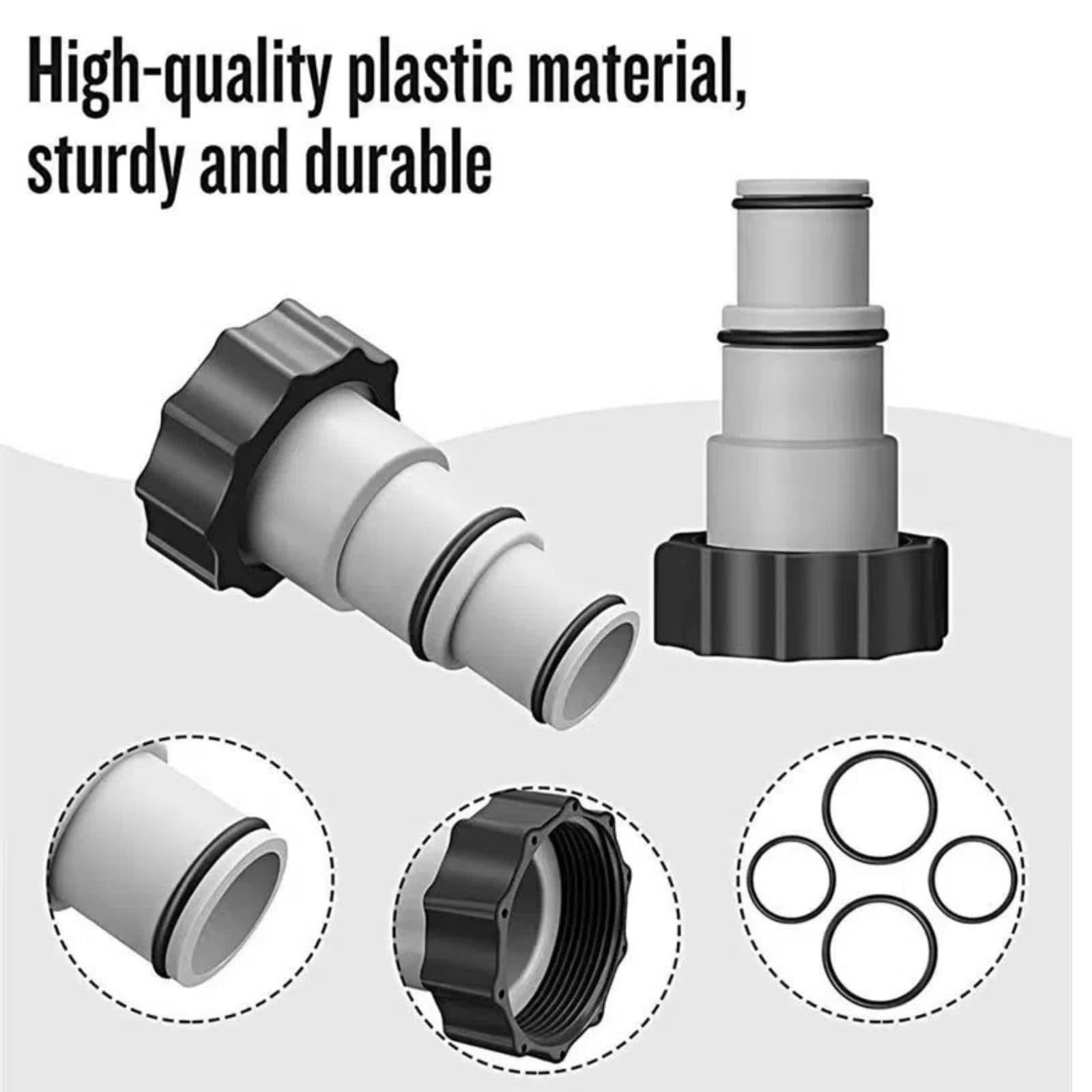1.25&Prime; to 1.5&Prime; Type A Hose Adapter w/Collar for Threaded Connection Pumps Gray