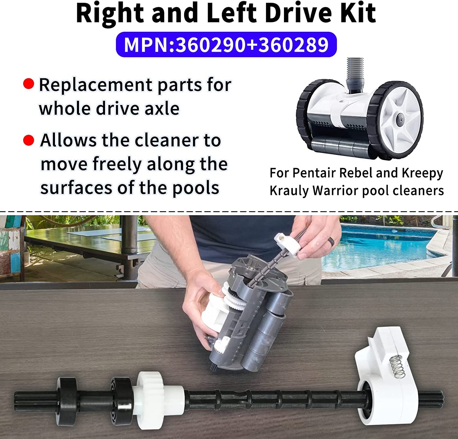 360289+360290 Left Right Drive Combo Set For Kreepy Krauly Warrior Pool Cleaners