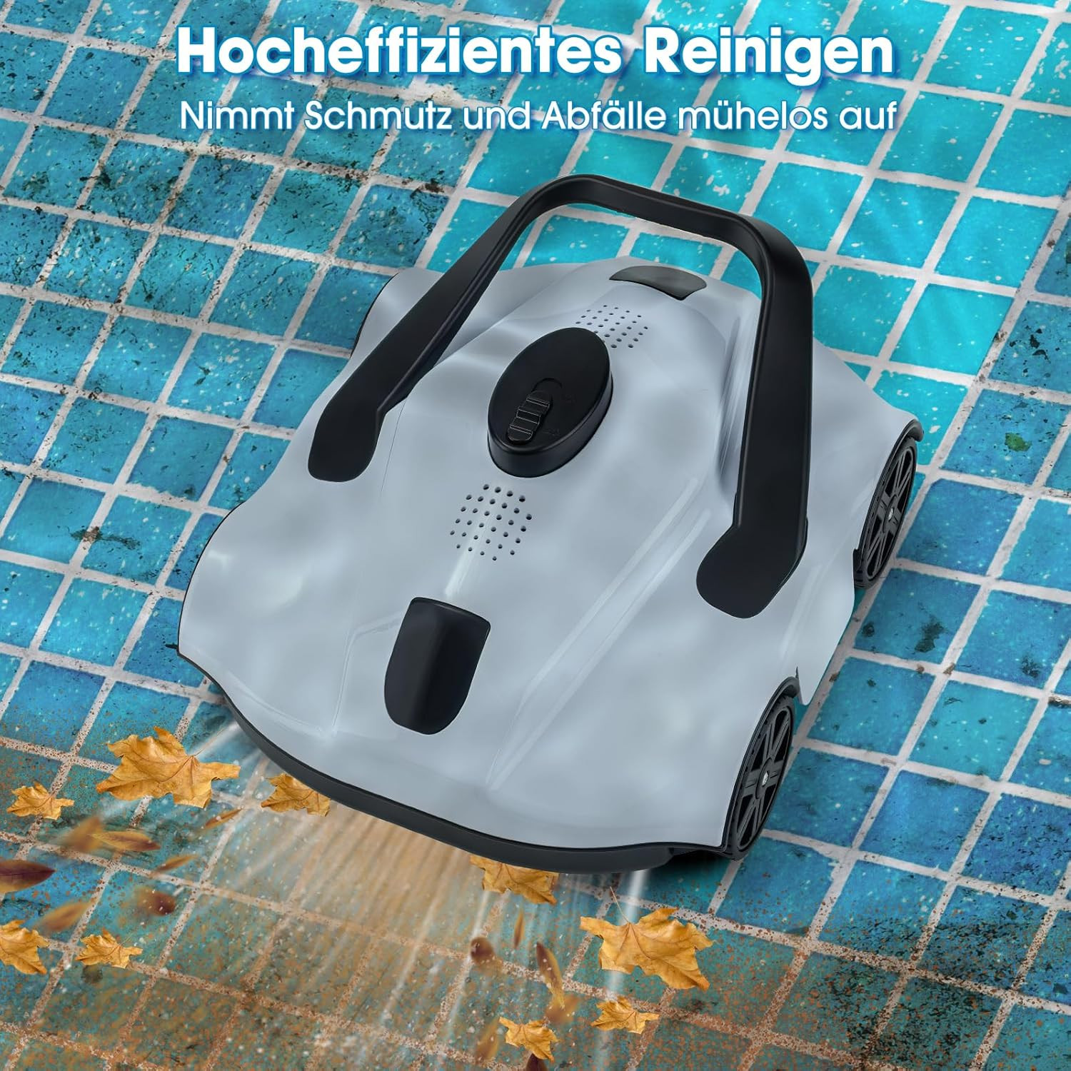 Cordless Robotic Pool Cleaner, Pool Vacuum for above Ground Pool up to 1076 Sq.F