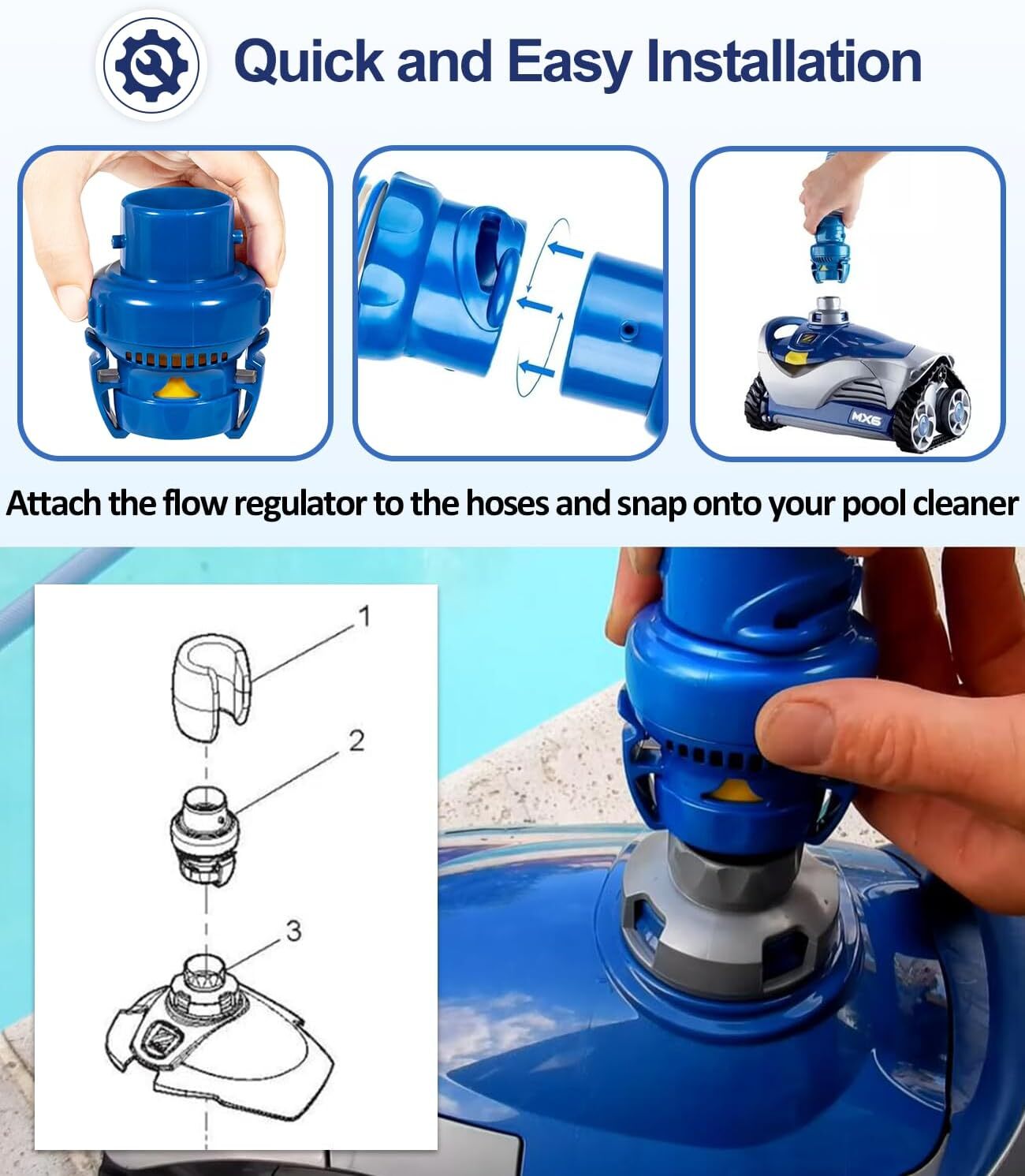 for Zodiac MX8 MX6 Inground Pool Cleaners FRV100 Baracuda Flow Regulator Valve