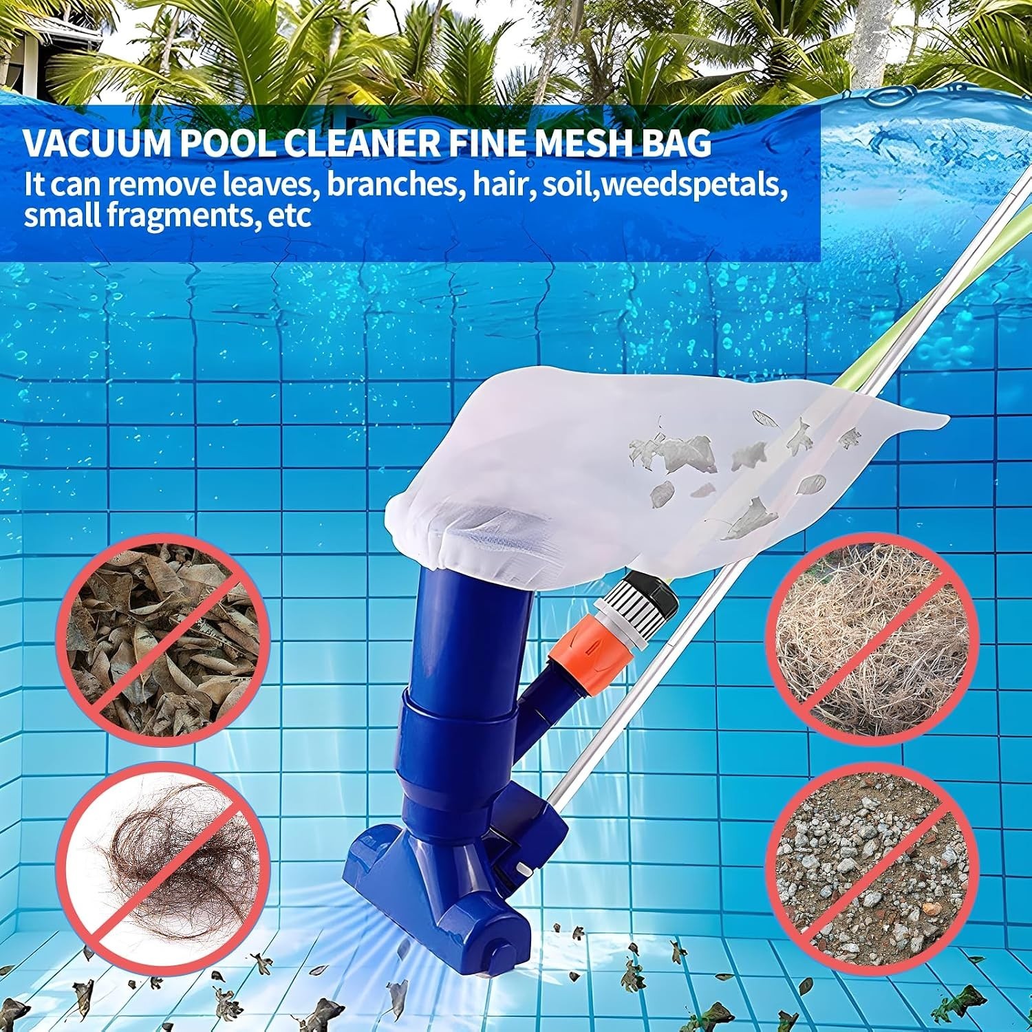 4 PCS Pool Vacuum Replacement, Pool Leaf Vacuum Net Bag, Mesh Bag for Pool Va…