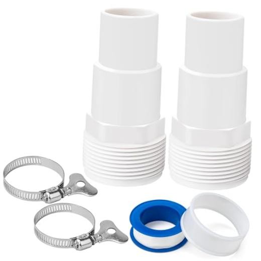 Pool Hose Adapter of 1-1/4&Prime; to 1-1/2&Prime; with Plumbers 2-pack with accessories