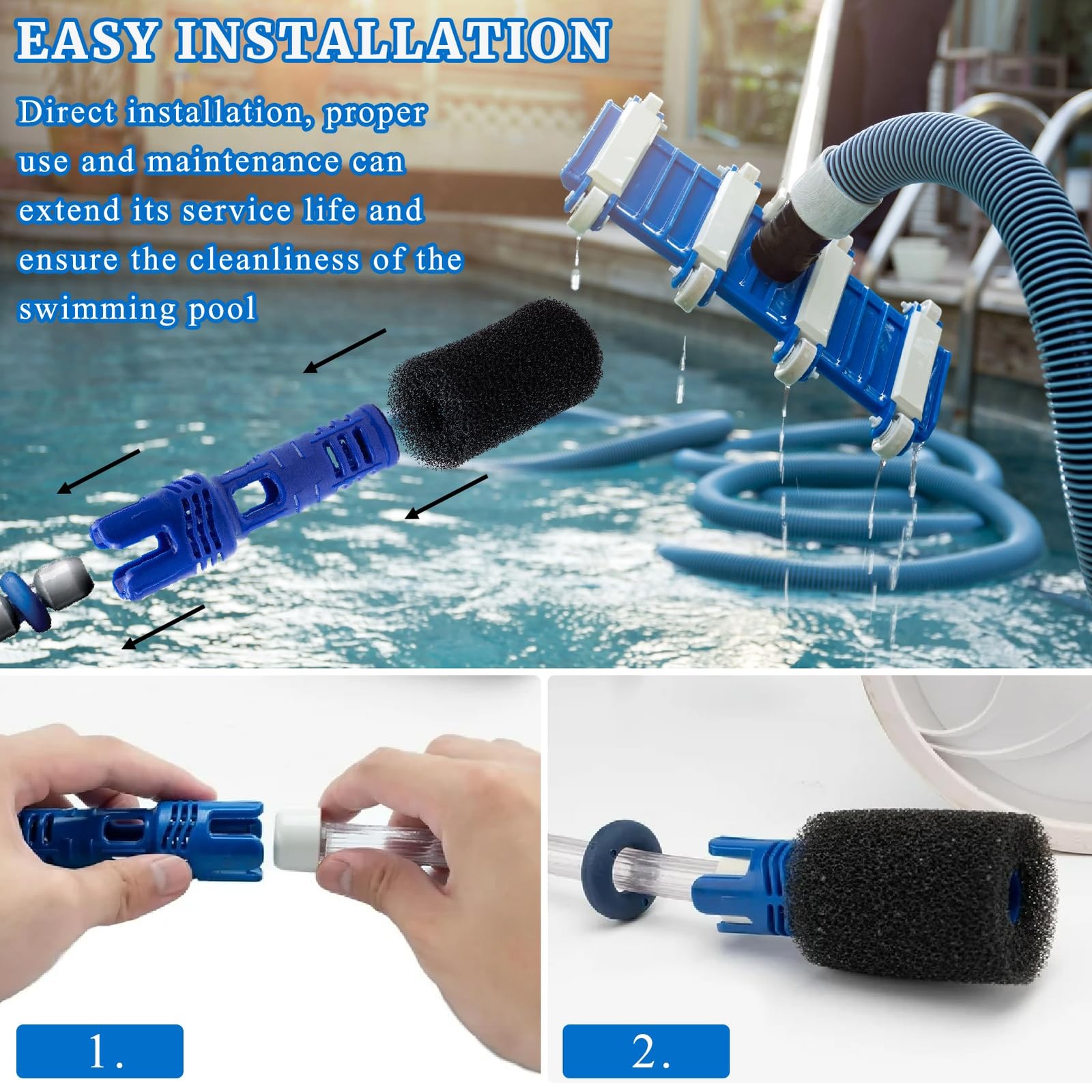 gtpartes Pool Cleaner Sweep Hose Tail Scrubber and Prefilter Sponge Kit Fit f…