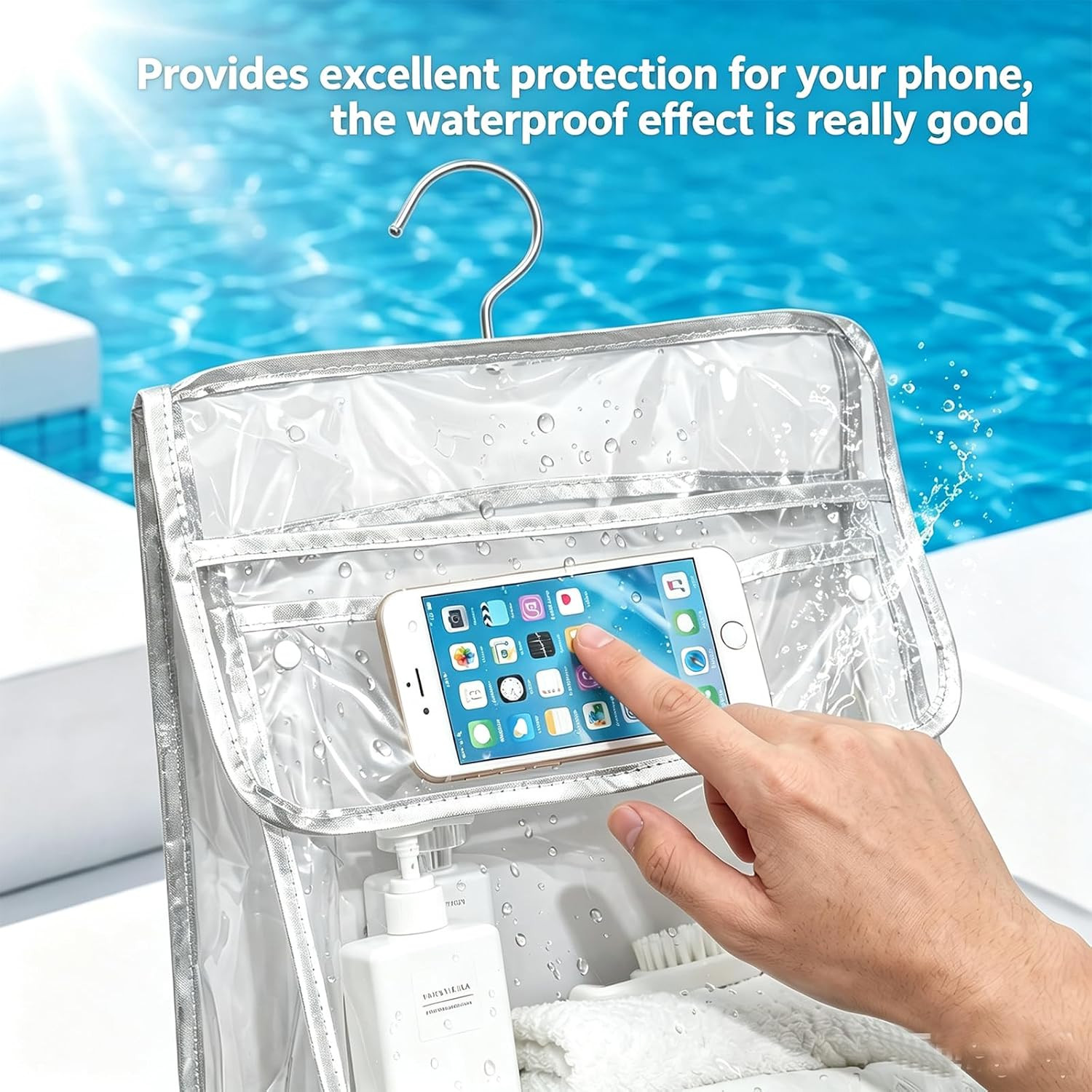 Poolside Storage Organizer for above Ground Pools, Hanging Bag for Pool Floats,