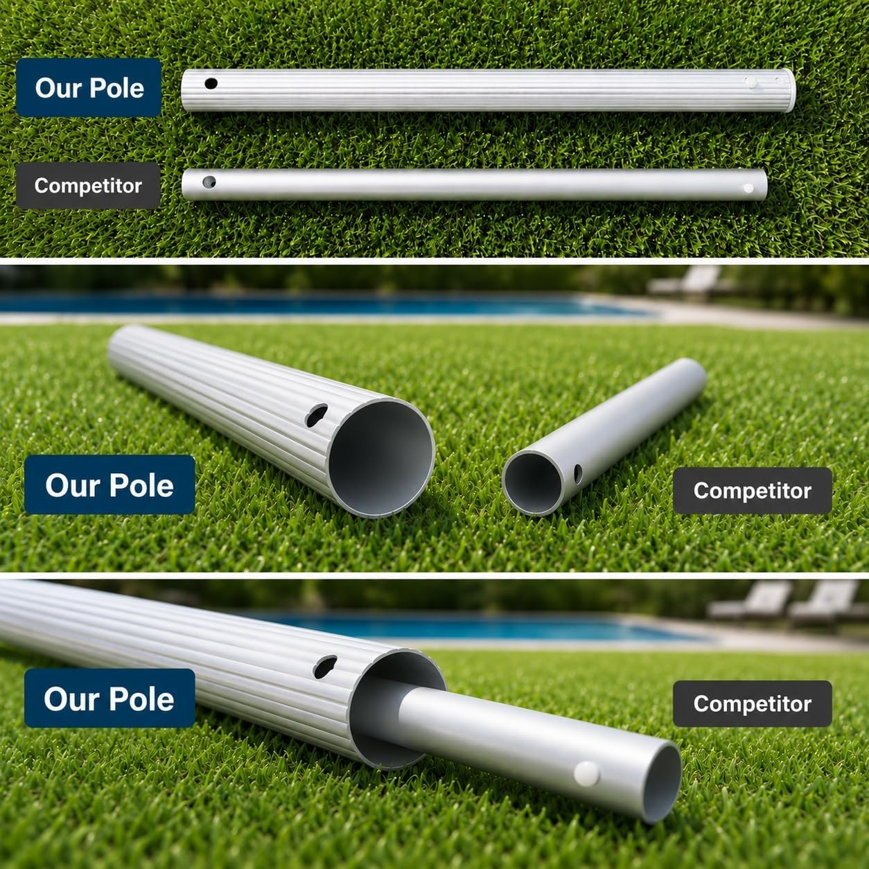 Pool Skimmer Net- Total Length 72 Inches Ultral Fine Mesh Rake with Pole,Accesso
