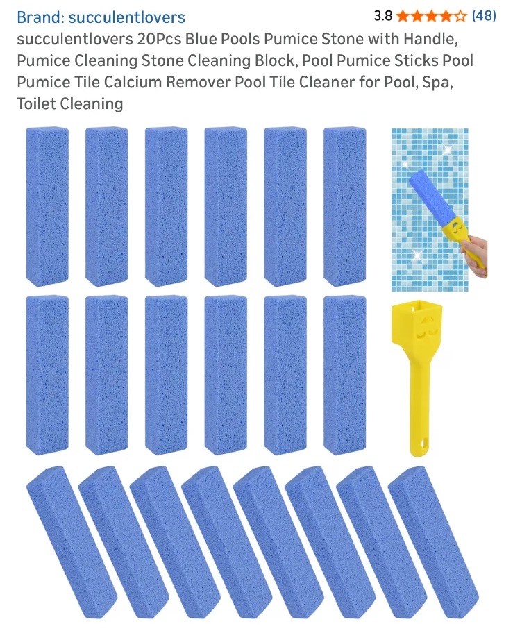 succulentlovers 20Pcs Blue Pools Pumice Stone with Handle for Pool, Spa, Toilet
