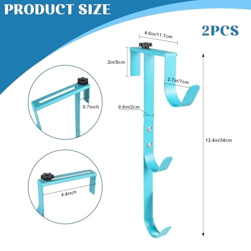 2Set Blue Three Pool Pole Hooks Hangers, 1.0 Inches blue-3 hooks-2pcs