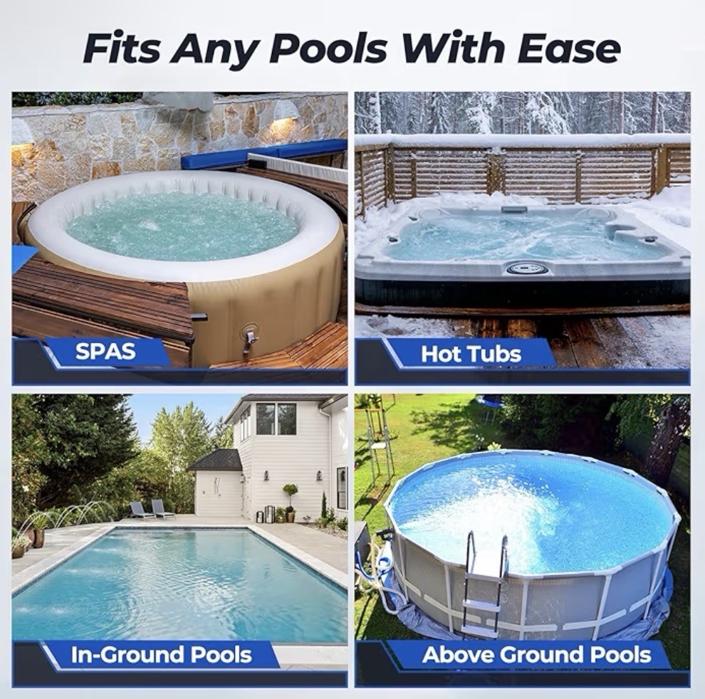 Pool Vacuum 18.5 GPM Powerful Suction – Handheld, Telescopic Pole, Cordless