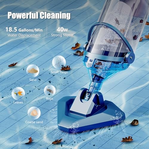 Pool Vacuum for Above Ground Pool with a Telescopic Pole, Running Blue PC10