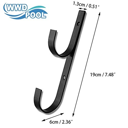 Swimming Pool Aluminum Pole Hanger Set, Black, 2-Pack (4 Hooks), for 2PK-Black