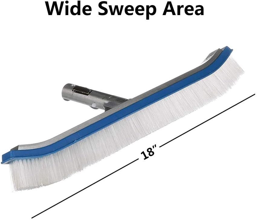 18&Prime; Heavy Duty Pool Wall & Tile Brush – Durable Nylon Bristles & Aluminum Back