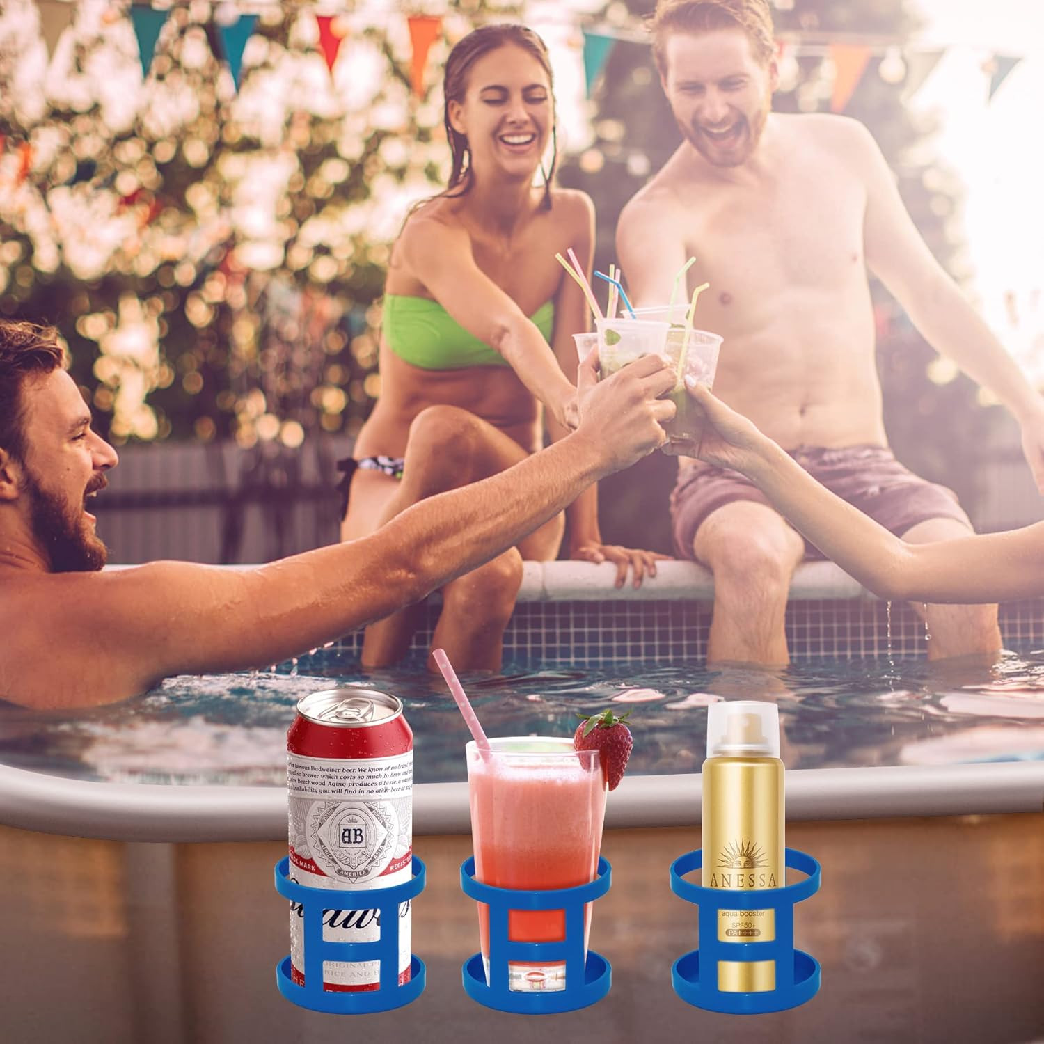 Poolside Cup Holder for above Ground Pools, Pool Drink Holders for Party ONLY FI