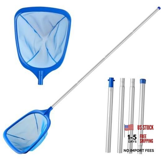 Tavaleu Pool Skimmer Net, Deep Pool Leaf Net with Reinforced Frame, Large Blue
