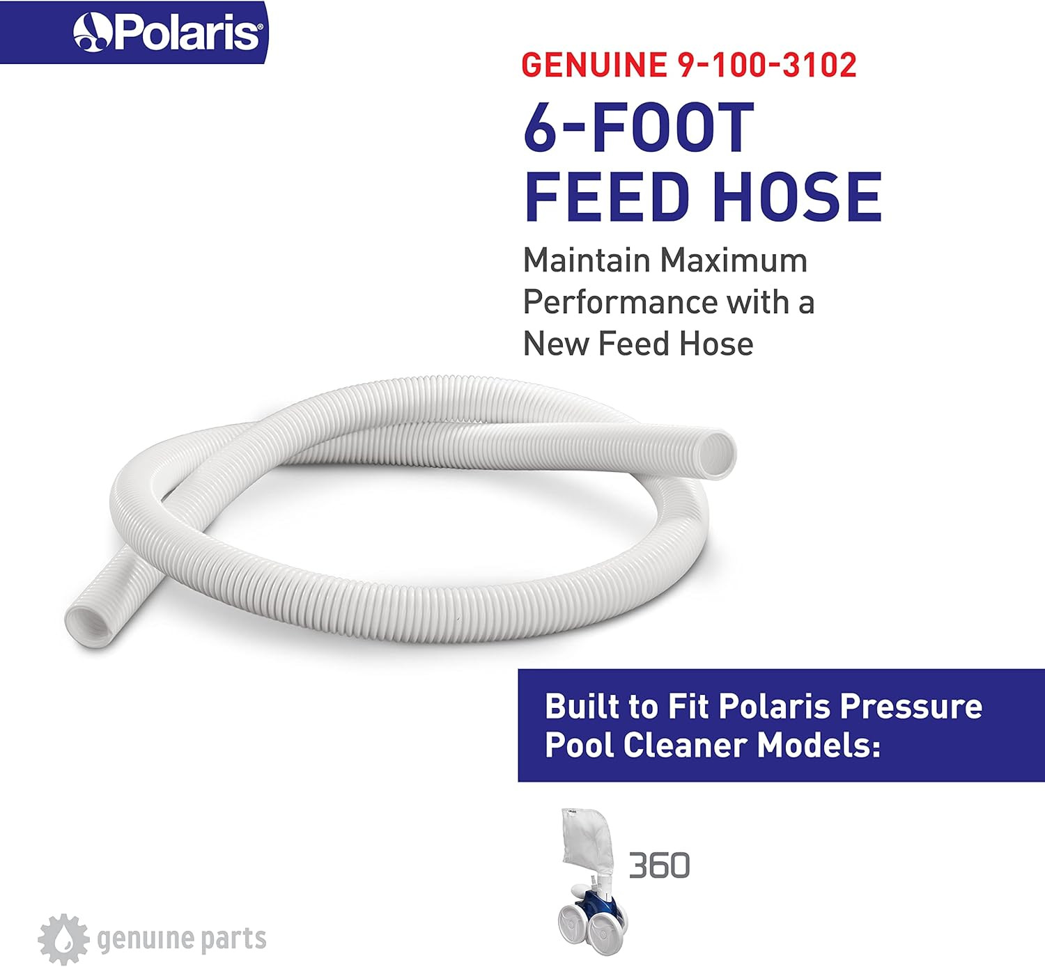 Genuine Parts 9-100-3102 6Ft Feed Hose for 360 Pressure-Side Pool Cleaner