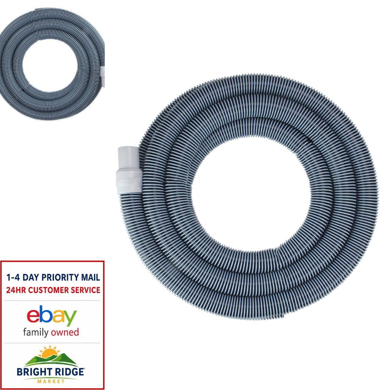 Pool Vacuum Hose 25ft x 1.5 Inch EVA In-Ground Swivel Cuff Floating Heat