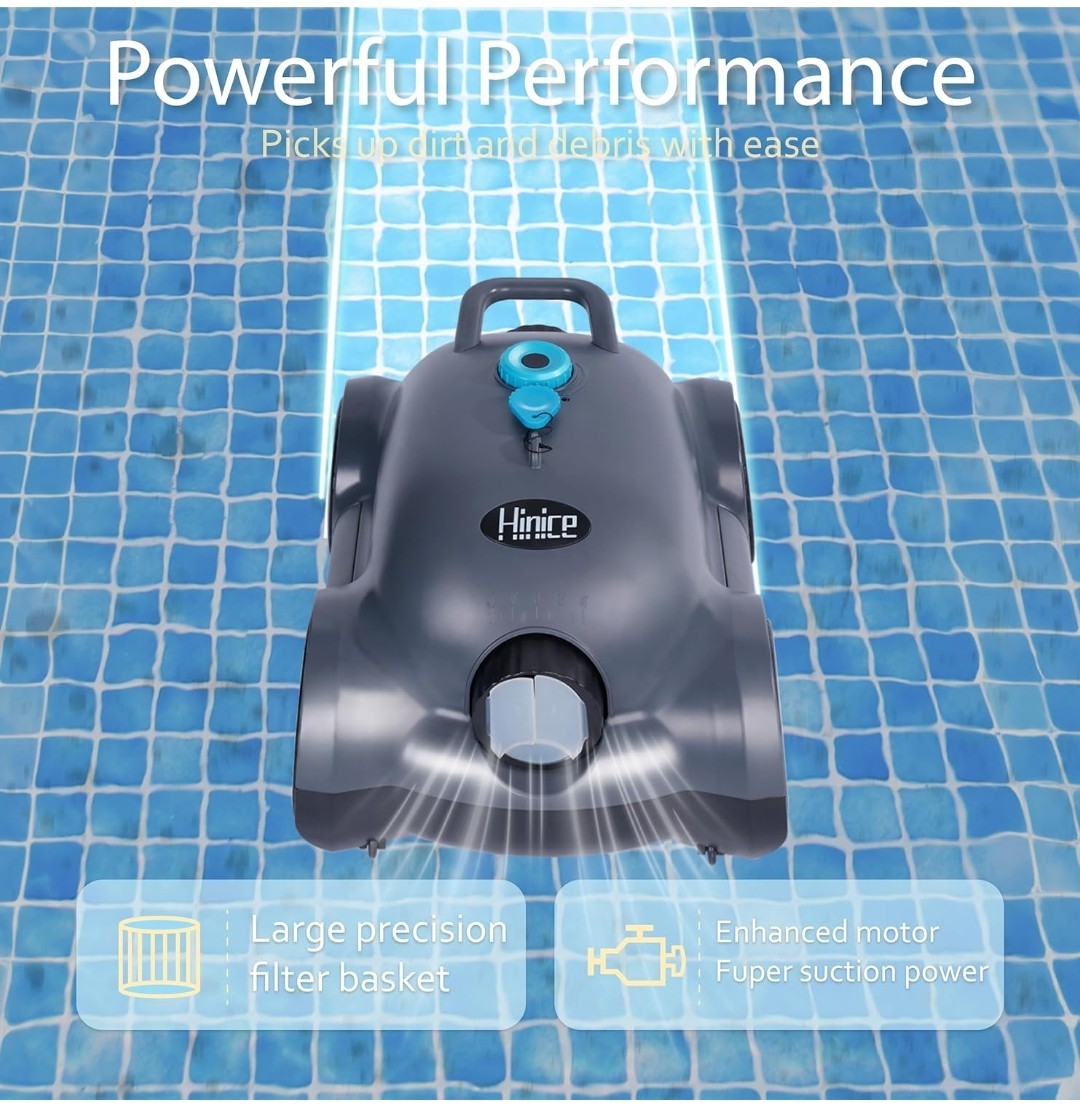 Hinice Cordless Robotic Pool Cleaner,Automatic Pool Vacuum Robot up to 2153 sqft