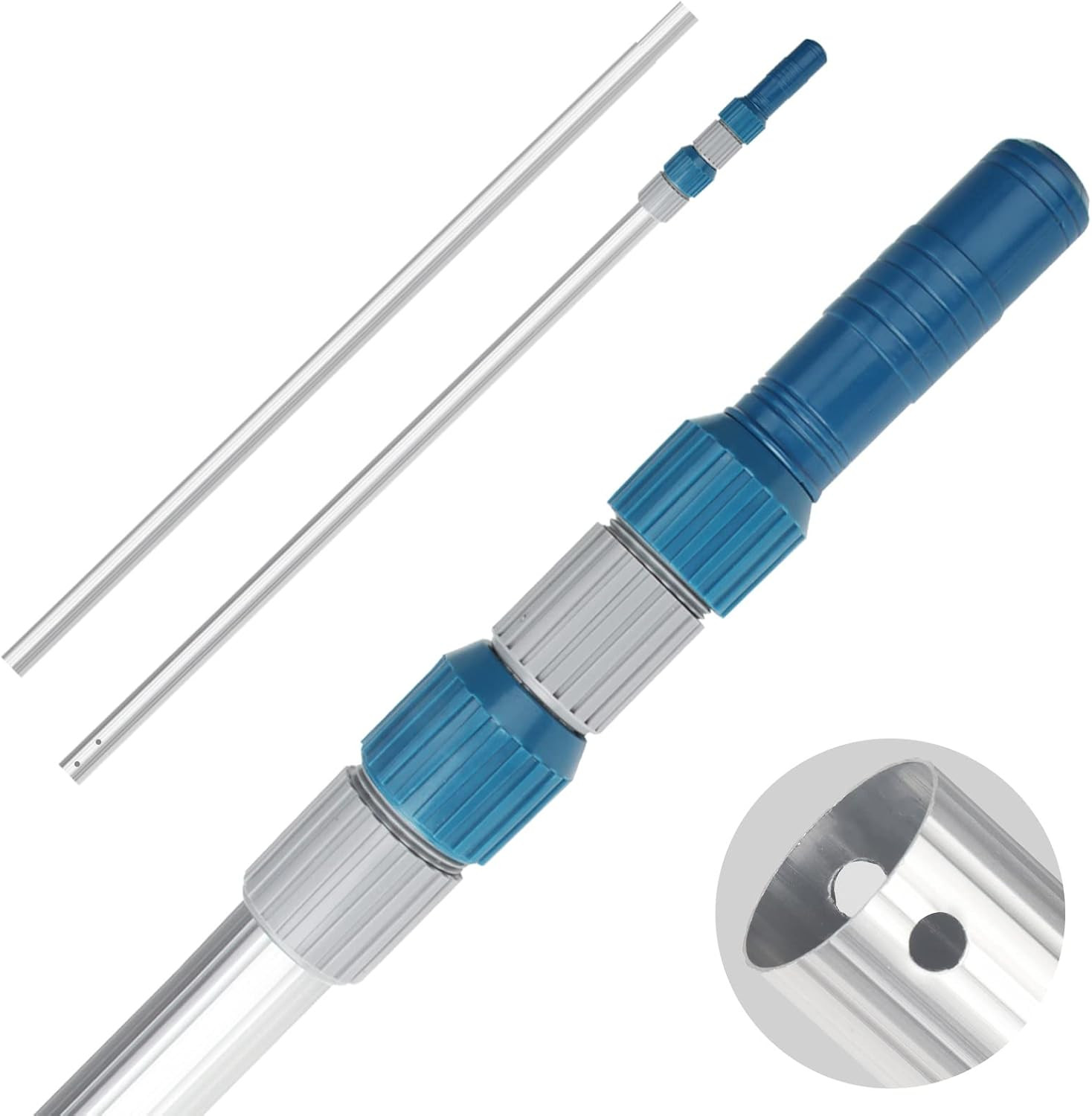 Professional 16 Foot Telescopic Aluminum Swimming Pool Pole – Attach Connect Ski