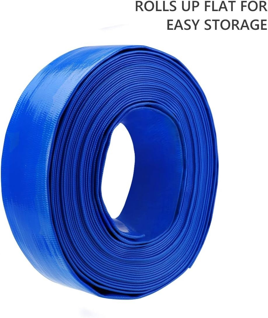 Industrial Grade 50ft Blue PVC Discharge Hose for Pools – Leak-Resistant