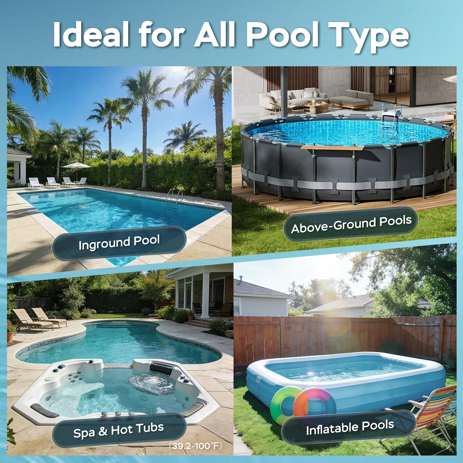 Pool Vacuum for Above Ground Pool with 72.85&Prime; Pole, Upgraded 18.5 GPM Powerfu…