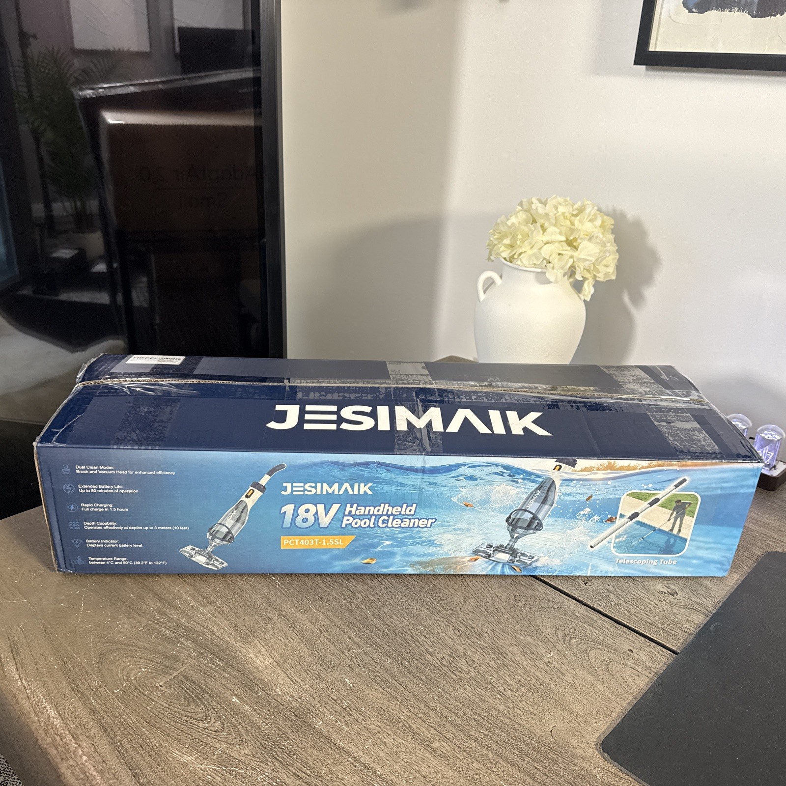 Handheld Pool Vacuum, JESIMAIK Rechargeable Pool Cleaner 18V 18.5 GPM, 60 Min