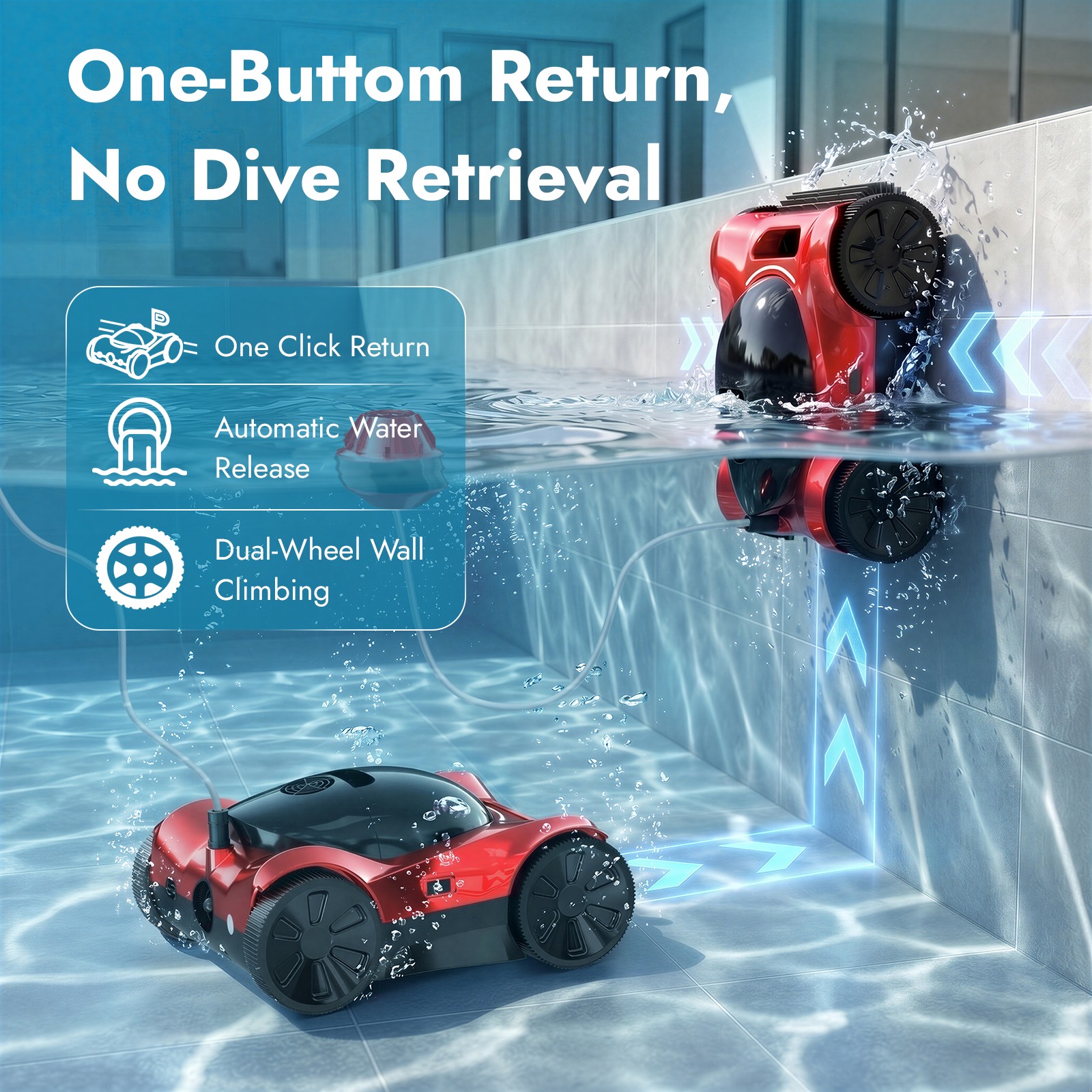 Smart Auto Pool Vacuum Cleaner Robot Robotic Pool Cleaner 10400mAh WiFi Operated