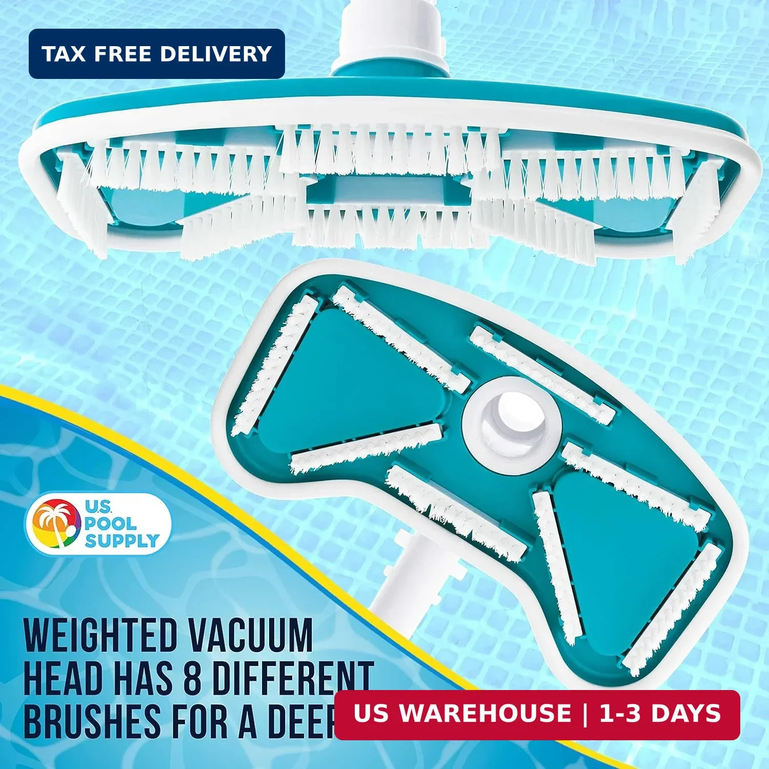 U.S. Pool Supply 11&Prime; Weighted Butterfly Pool Vacuum Head, 1-1/4&Prime; or 1-1/2&Prime; Swive