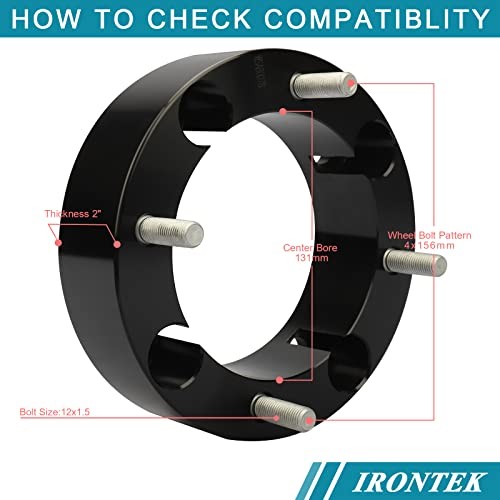 4x156mm ATV Wheel Spacers 2&Prime; (50mm) Thickness with 12×1.5 Studs 2&Prime;/2PCS