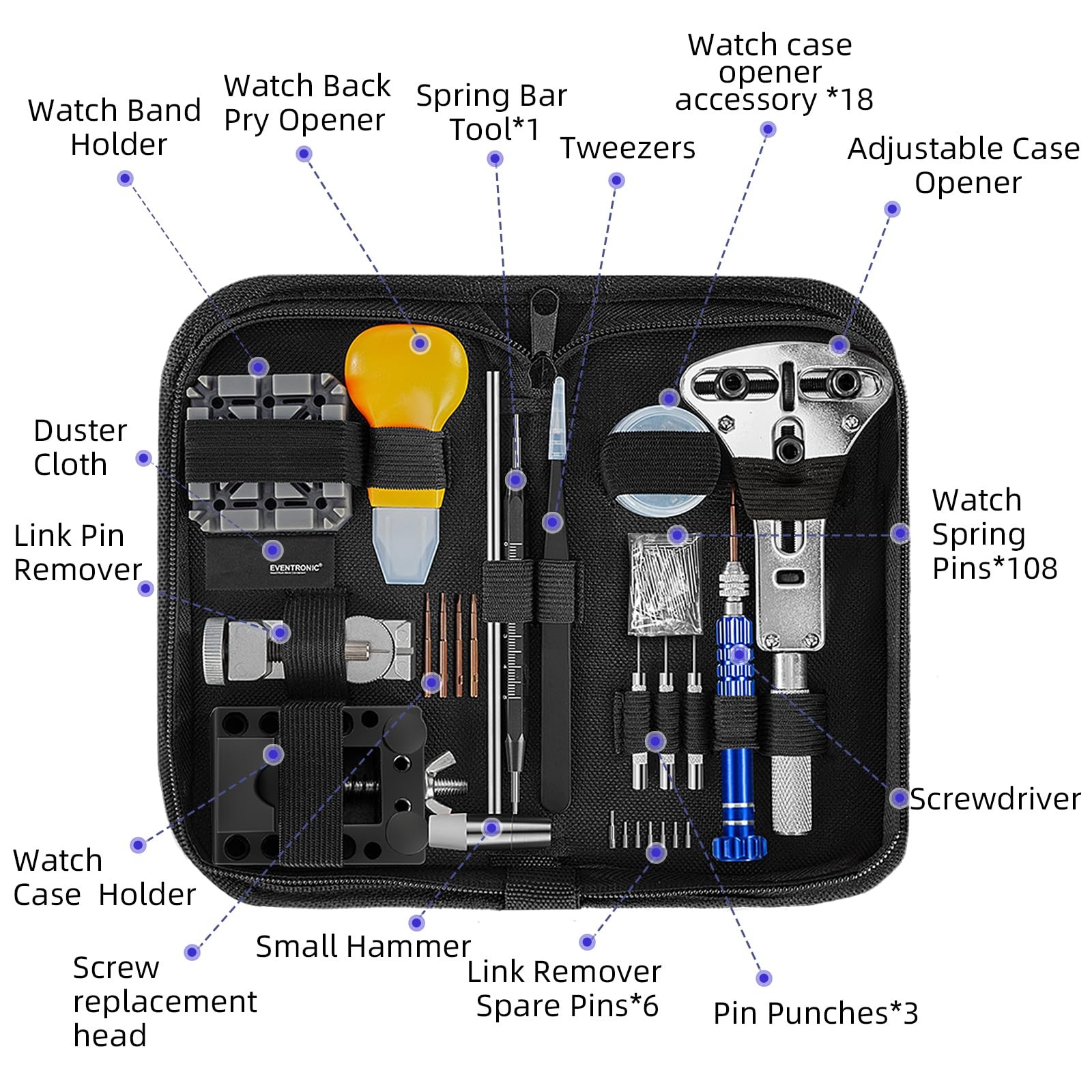 Kit De Reparacion De Reloj, Herramienta Profesional De Reemplazo De Bateria D…