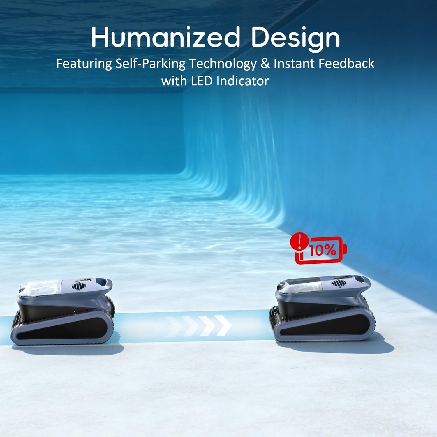 Zyerch 240-Min Cordless Robotic Pool Cleaner Wall-Climbing 2 Brushes&Motors 3230