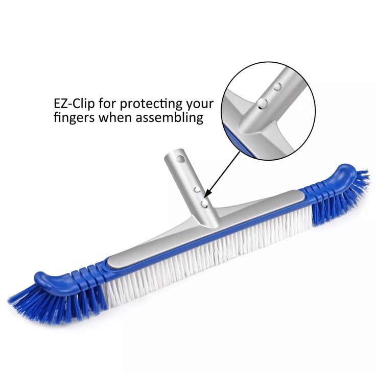 Mainstays Quality 20&Prime; Flexible Pool Brush with Aluminum Back Scrub Bristle Nice!
