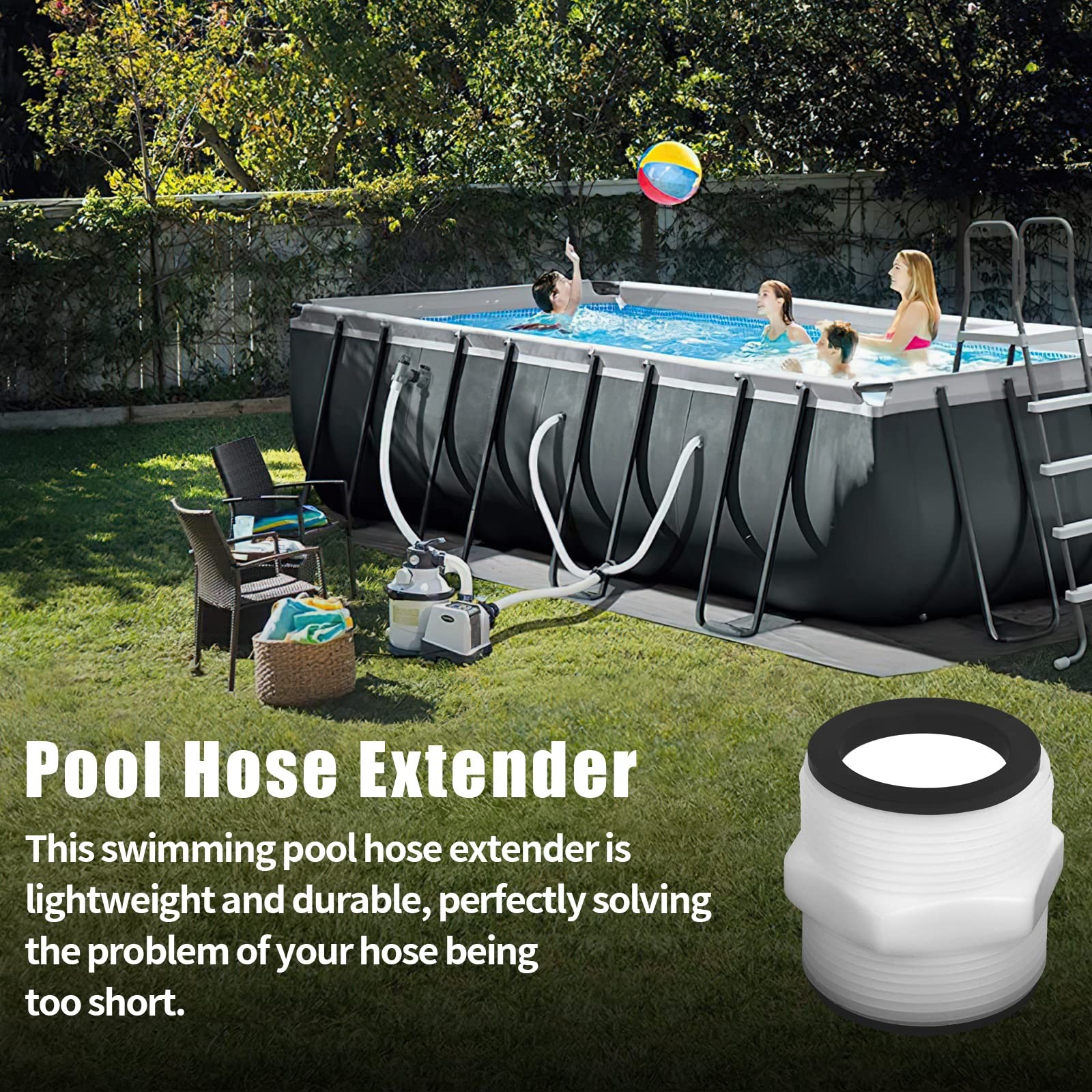 1.5 Pool Hose Connector for Intex – 1 1/2 Inch Split Inch, White