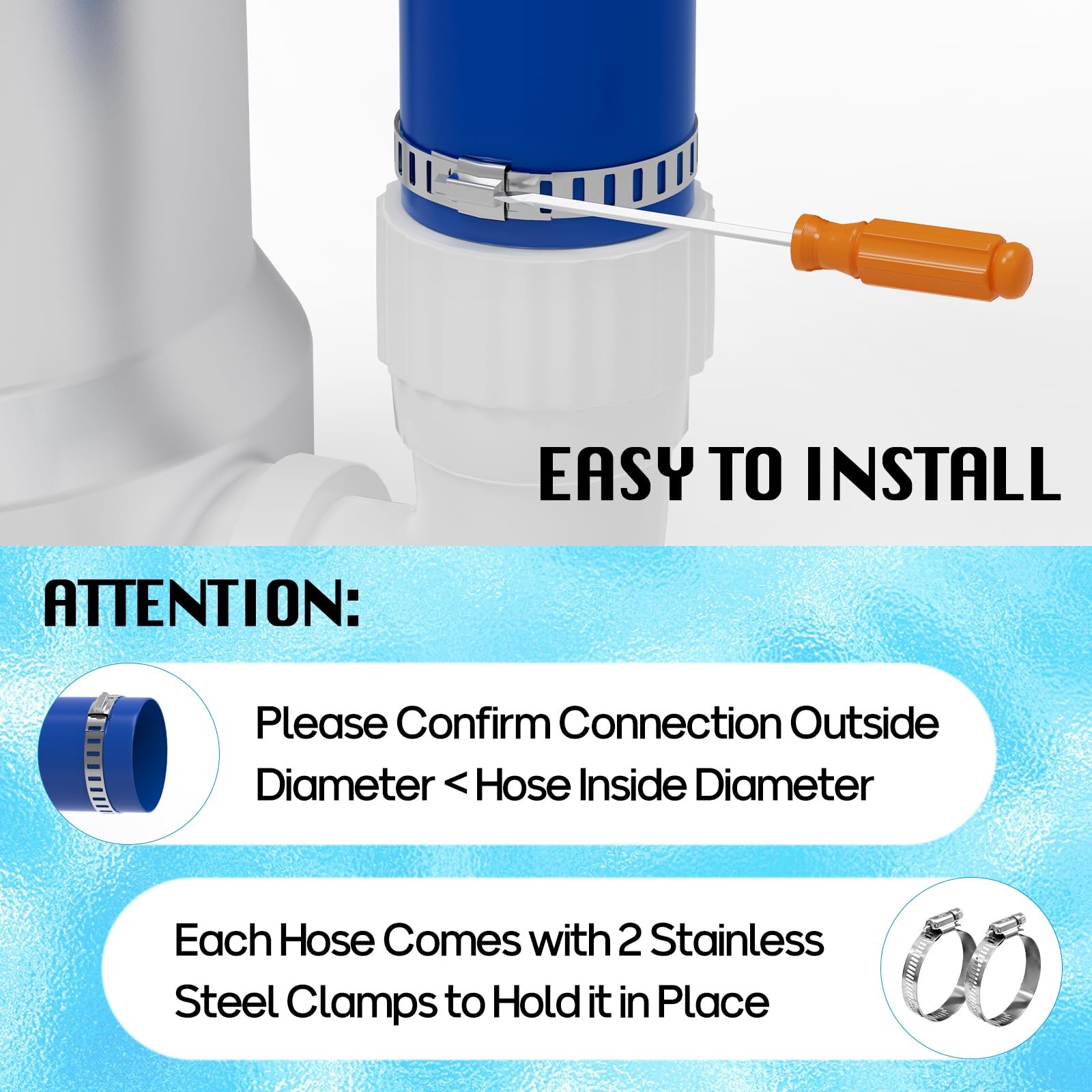 Mosenpol Pool Backwash Hose 1-1/2&Prime; x 100 FT – Heavy Duty x 100&prime;, Blue