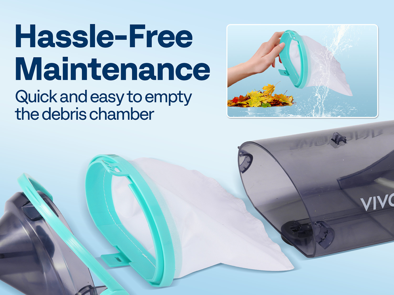 Cordless Rechargeable Pool Vacuum Handheld Pool Cleaner with Telescopic Pole