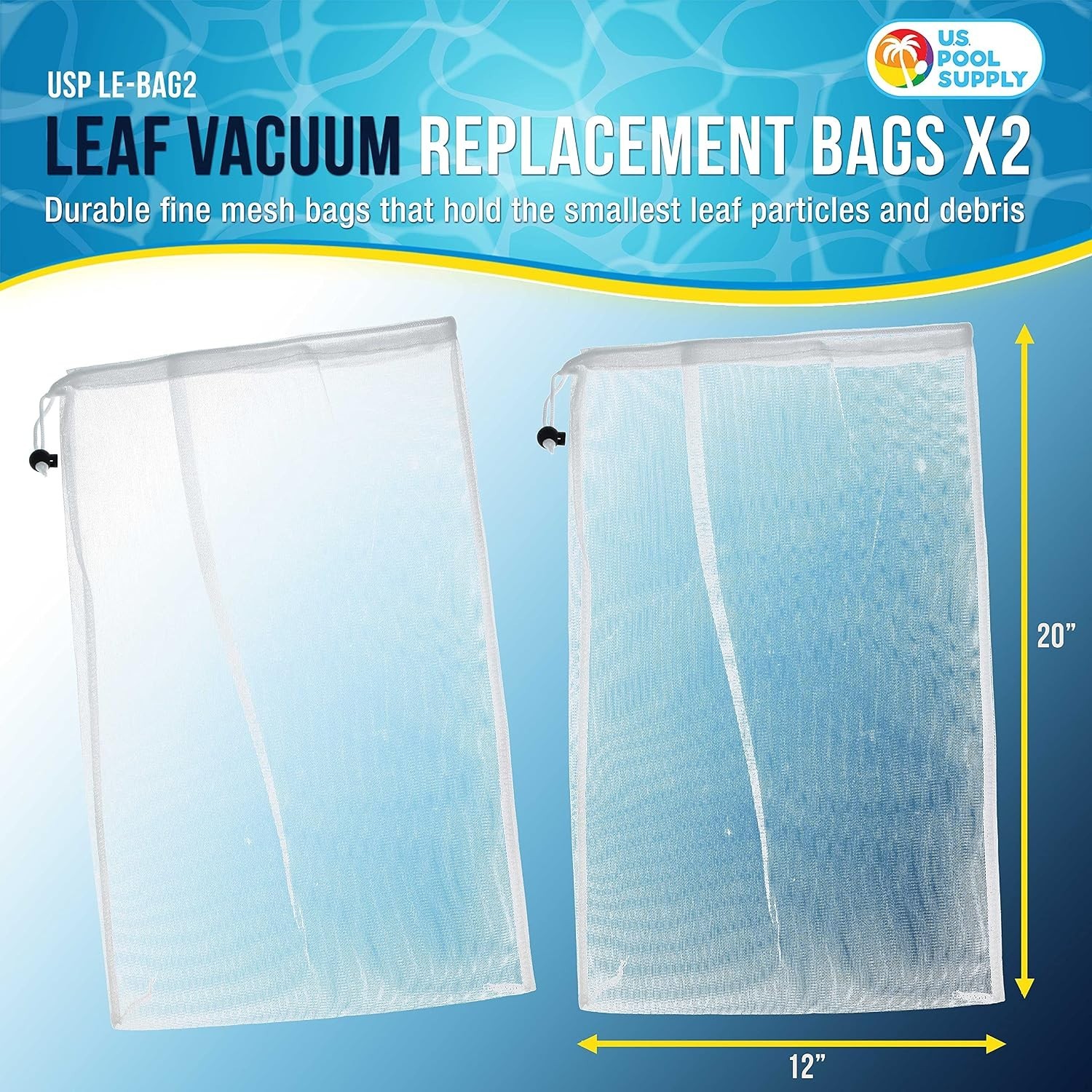 Durable Nylon Leaf Vacuum Filter Bags – 12&Prime; x 20&Prime; for Optimal Pool Cleaning