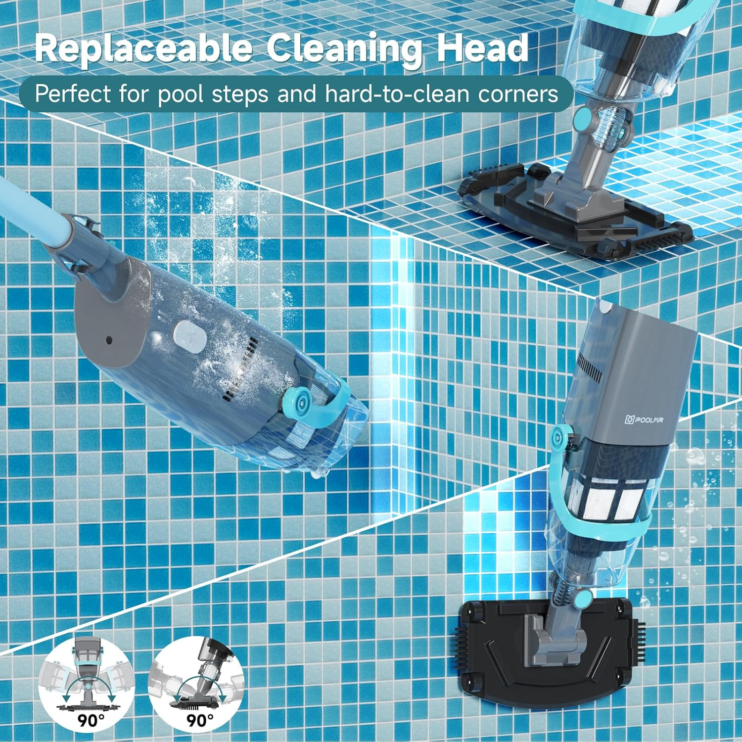 Rechargeable Cordless Pool Vacuum – 60 Min Runtime, 16 Gal/Min Suction