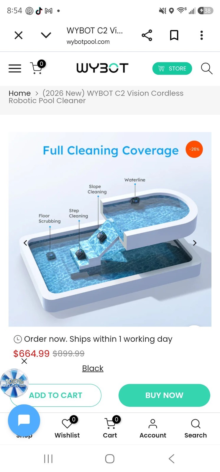 (2026 New) WYBOT C2 Vision Cordless Robotic Pool Cleaner WARRANTY INCLUDED