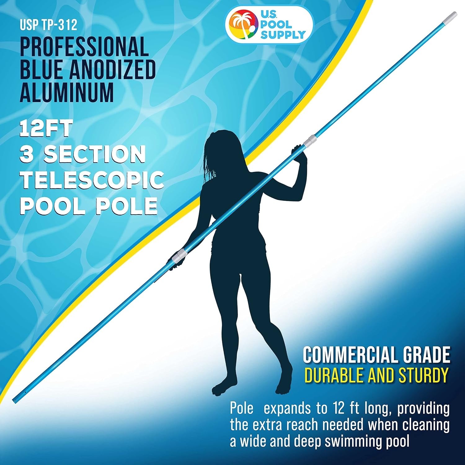 12-Foot Telescopic Aluminum Pool Pole – Ultimate Cleaning & Durability