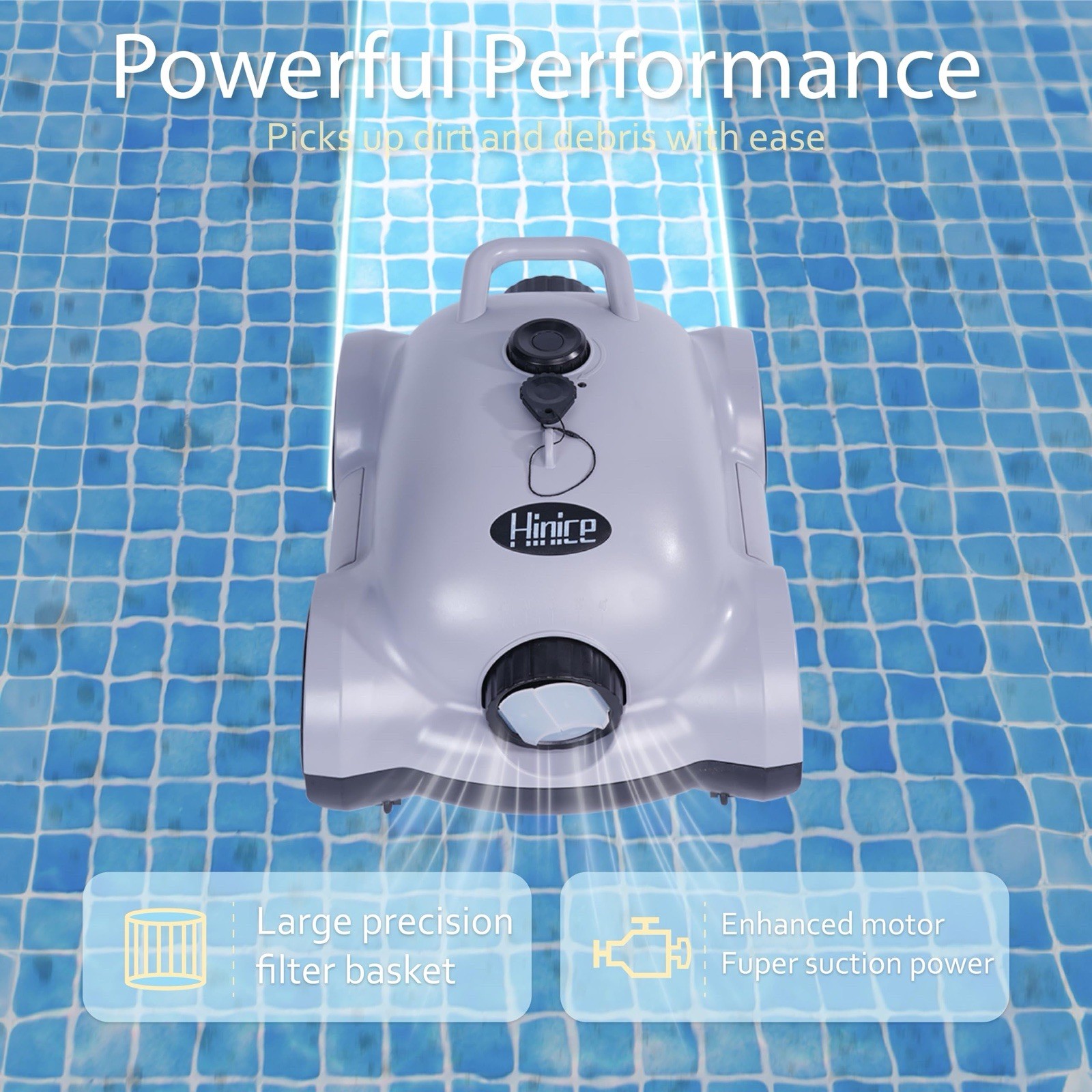 Pool Cleaner Robot for In-Ground/Above Ground Pools – Battery Powered – Gray