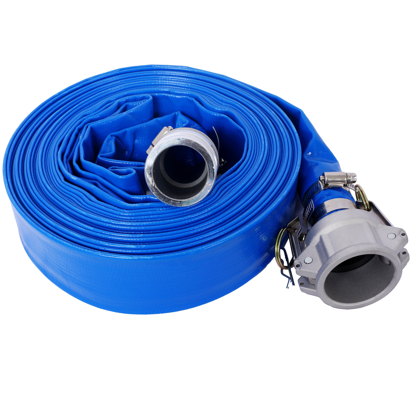 Discharge Hose 1.5&Prime;x 50FT PVC Lay Flat Hose Backwash Drain Hose with Clamp Lock
