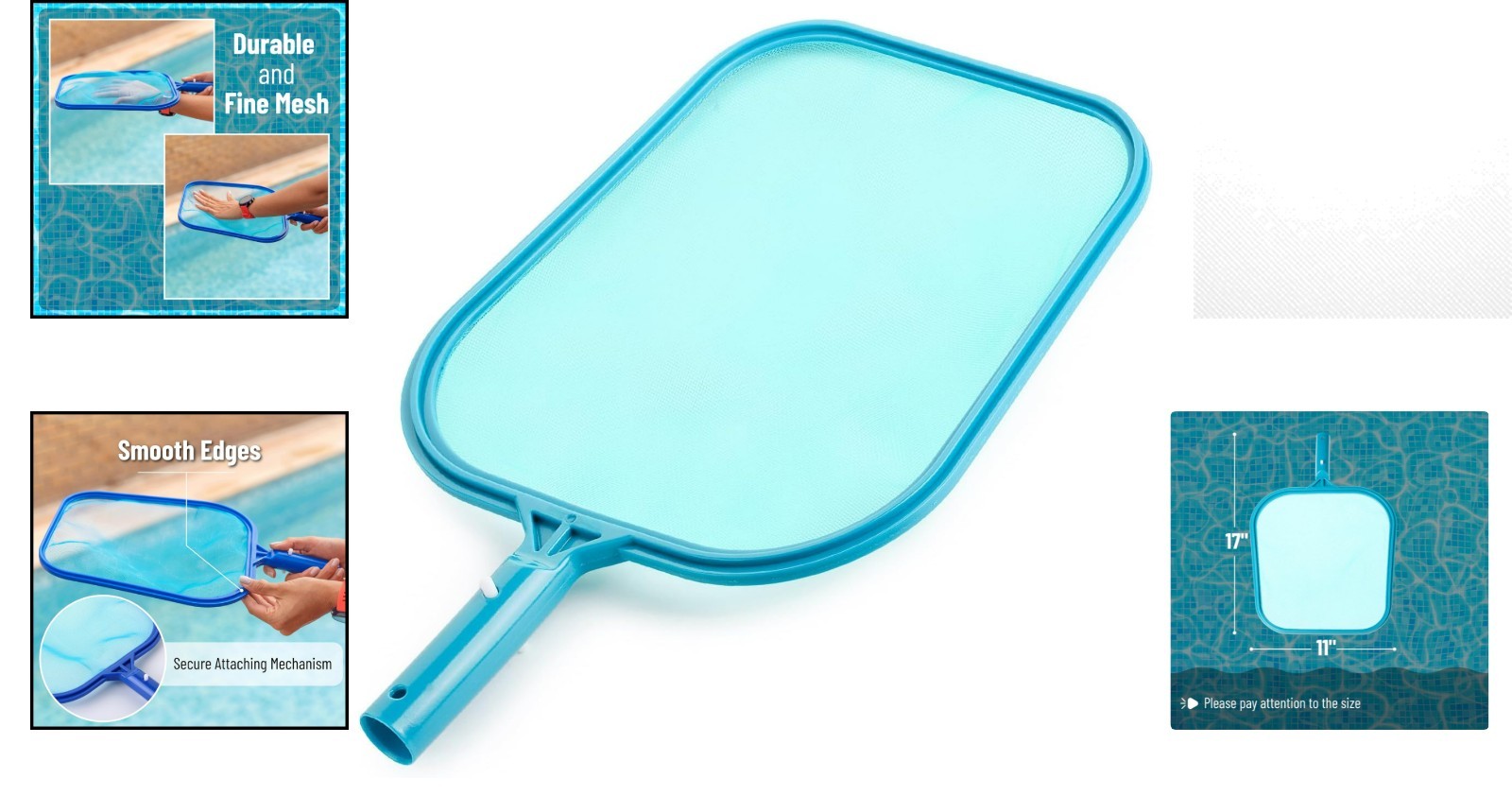 Ergonomic Pool Leaf Skimmer Net – Universal Attachment, Lightweight & Durable