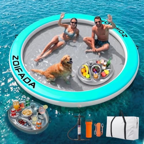 Inflatable Water Hammock Round Floating Ring,8/10/12FT Heavy Duty Pool Float