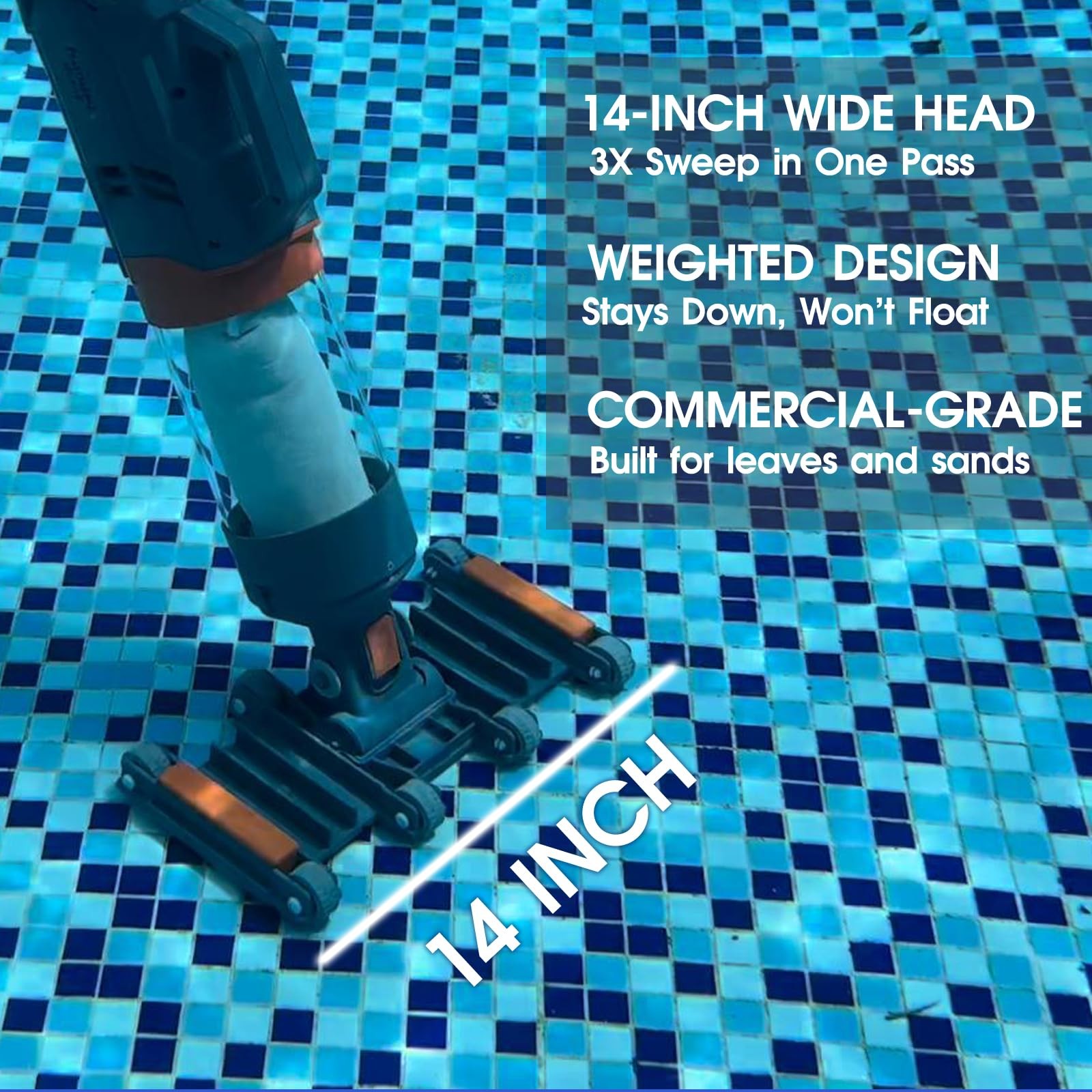 Heavy Duty Handheld Pool Vacuum – 18.9GPM Powerful Suction, 25µm Ultra Fine M…