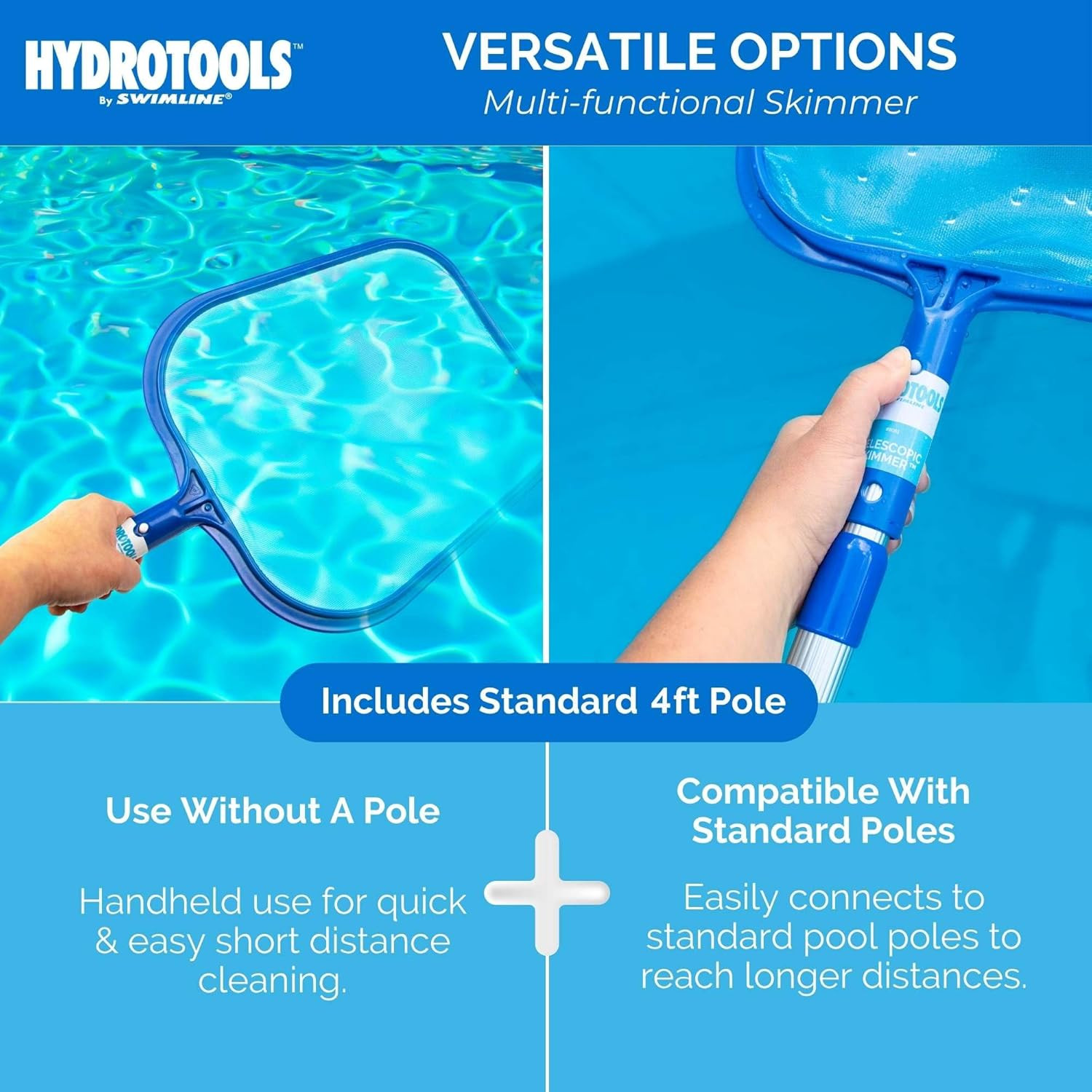 Recogedor de hojas Swimline con poste telescópico de aluminio ajustable de 48&Prime;